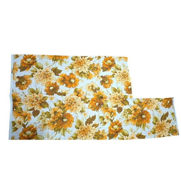 1970s Floral Fabric MCM Flowers Mod Orange Green VAT Upholstery 3 yards 54" VTG - Picture 6 of 11